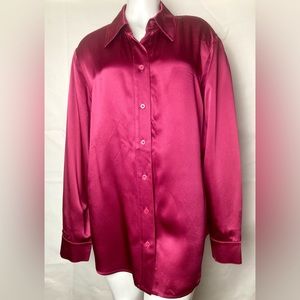 Linda Allard Ellen Tracy Satin Crepe Plum Size 18 Blouse. Plus Size 18 Shirt